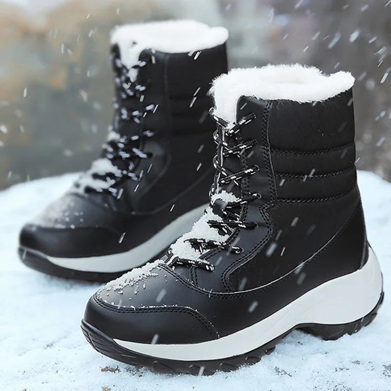 Ankel botas para mulheres inverno ao ar livre botas de neve quentes plataforma grossa impermeável antiderrapante sapatos quentes mulher botas plus size casual