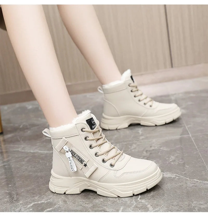 Botas femininas 2024 moda inverno à prova dwaterproof água altura aumentada botas de neve quente mais alta superior algodão sapatos plataforma esportes tornozelo botas