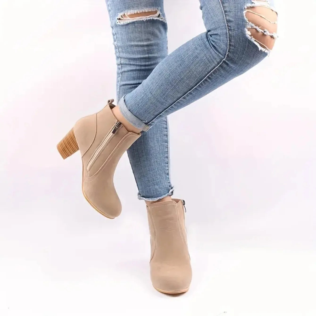 Mulher botas outono inverno saltos grossos zip sapatos para mulheres de luxo moda chelsea tornozelo botas femininas moda botas confortáveis
