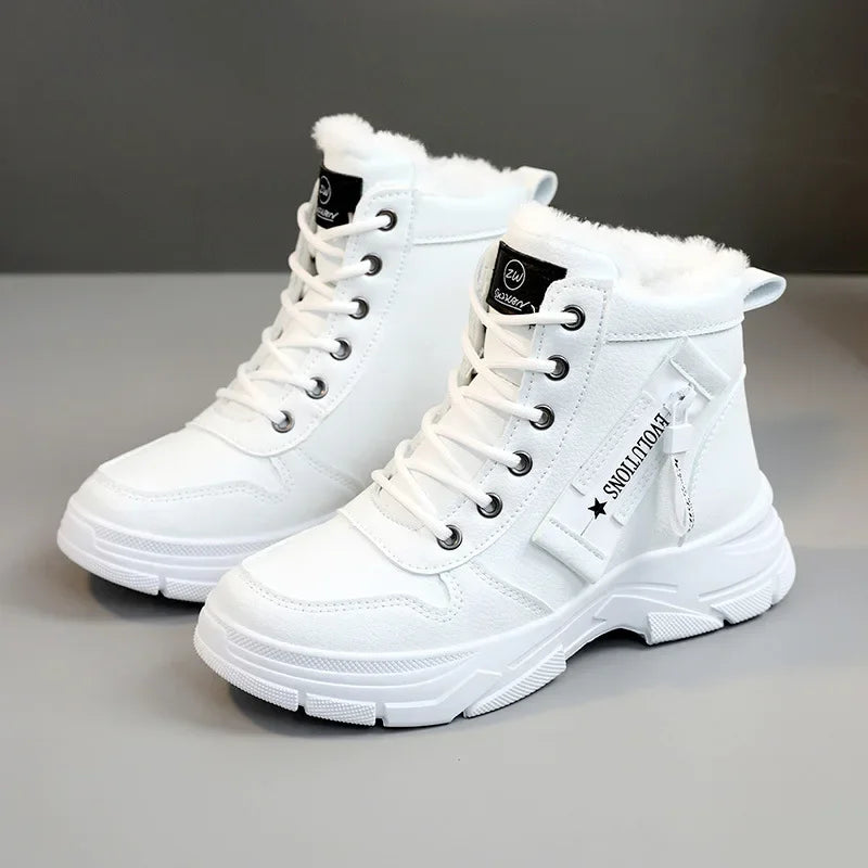 Botas femininas 2024 moda inverno à prova dwaterproof água altura aumentada botas de neve quente mais alta superior algodão sapatos plataforma esportes tornozelo botas