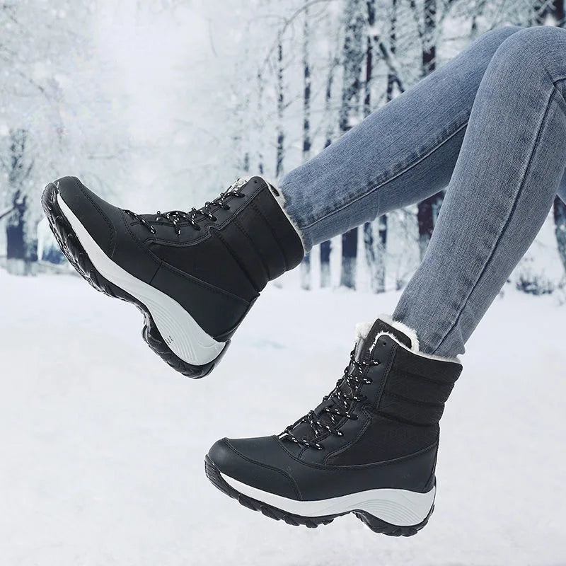 Ankel botas para mulheres inverno ao ar livre botas de neve quentes plataforma grossa impermeável antiderrapante sapatos quentes mulher botas plus size casual