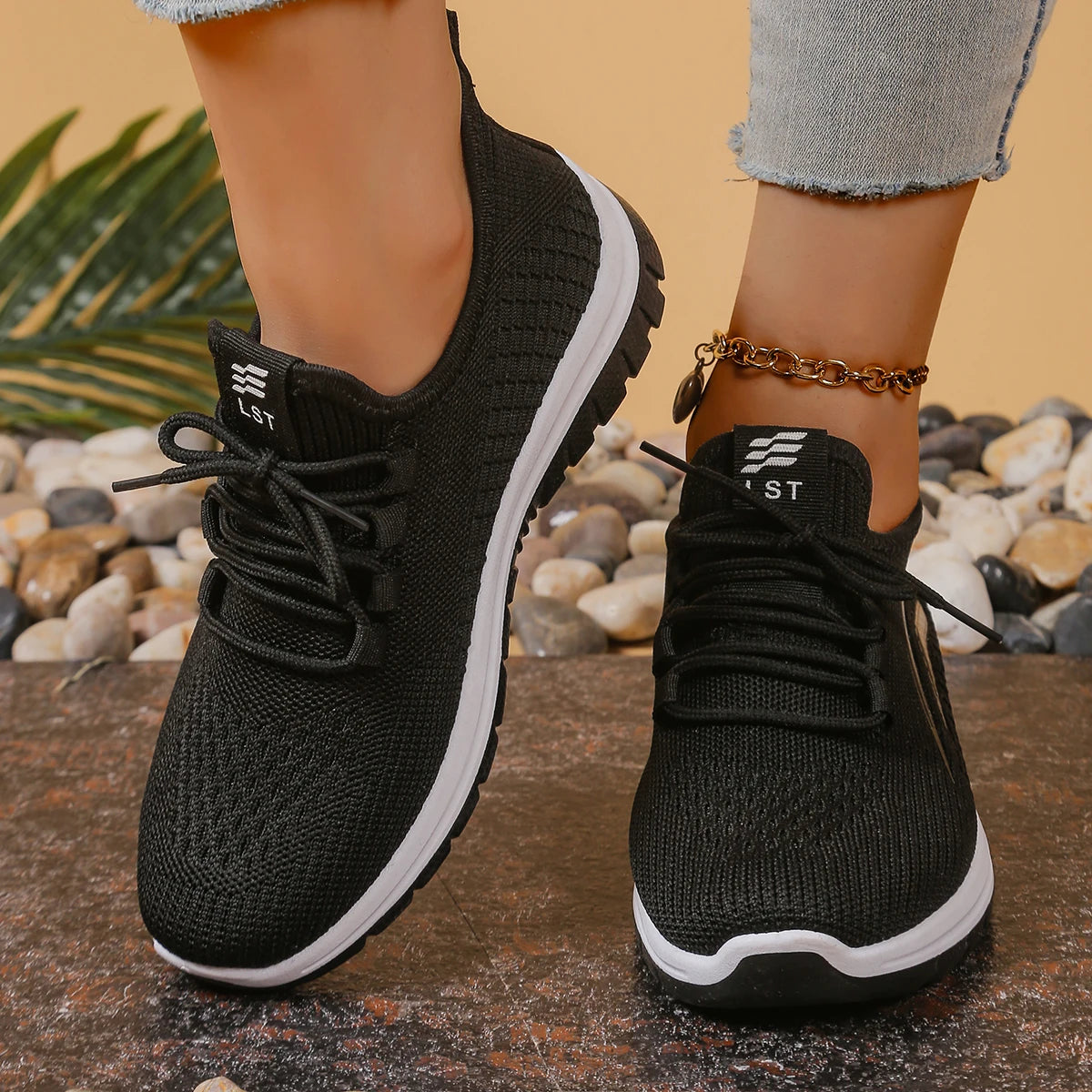 Sapatos femininos, solas macias, pés não cansados, tênis de verão, sapatos plataforma, tecelagem voadora, tênis femininos respiráveis