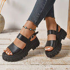 Sandálias Femininas de Couro, Confortáveis, Estilosas e com Sola Grossa