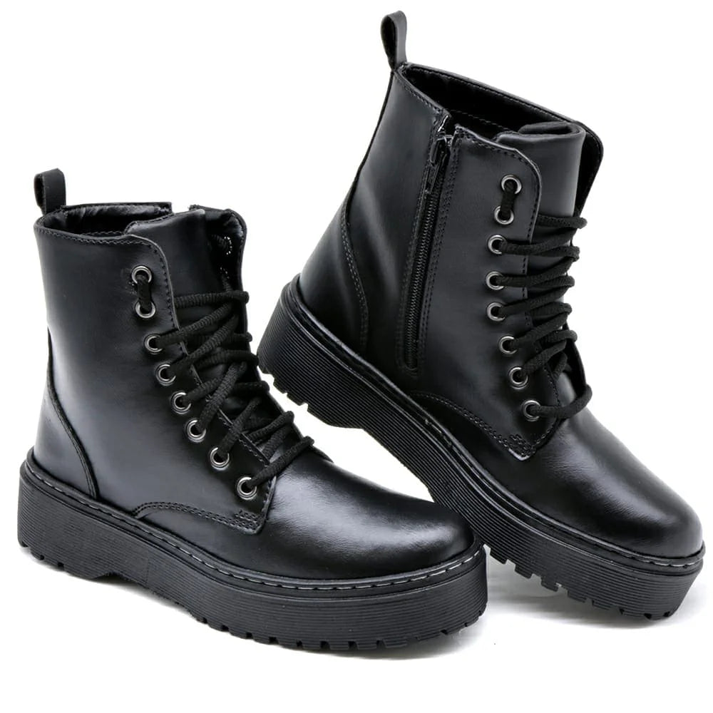 Coturno Blogueira Feminino Cano Médio GuGi Bota Confortável Sem Salto 202-GG