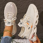 Tênis de malha respirável feminino-sapatos de caminhada casuais leves design de renda para atividades ao ar livre de verão tênis femininos