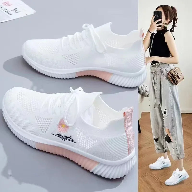 Tenis feminino verão feminino tênis 2025 venda quente grande malha de ar versátil oco respirável ginásio sapatos esportivos sapatos casuais