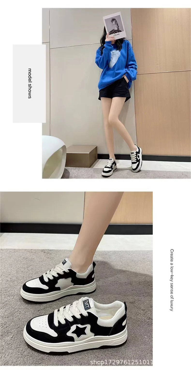 Mocassins esportivos casuais estrelas para mulheres, sapatos esportivos volumosos, fundo macio com conforto ao ar livre, sapatos antiderrapantes, moda