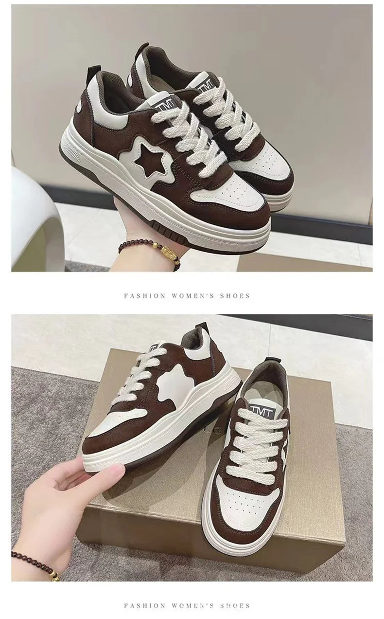 Mocassins esportivos casuais estrelas para mulheres, sapatos esportivos volumosos, fundo macio com conforto ao ar livre, sapatos antiderrapantes, moda