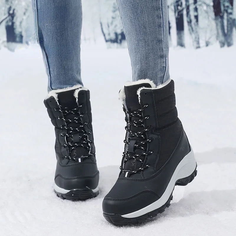 Ankel botas para mulheres inverno ao ar livre botas de neve quentes plataforma grossa impermeável antiderrapante sapatos quentes mulher botas plus size casual