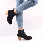 Mulher botas outono inverno saltos grossos zip sapatos para mulheres de luxo moda chelsea tornozelo botas femininas moda botas confortáveis