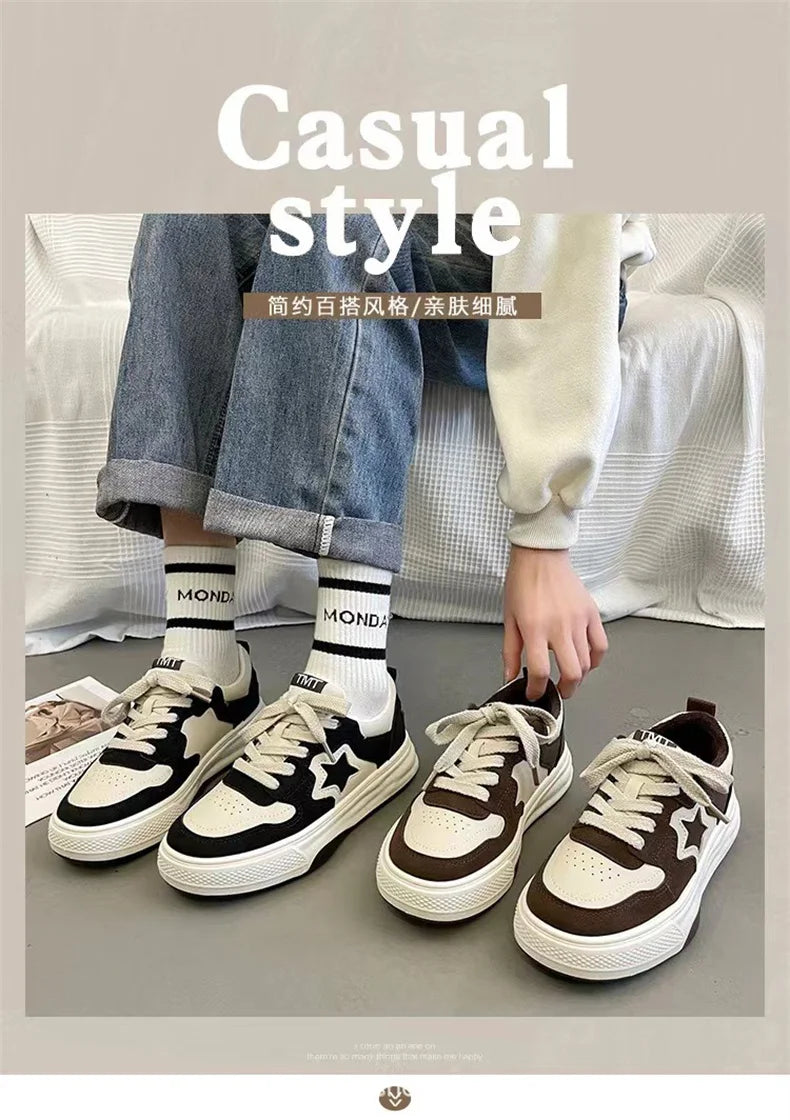 Mocassins esportivos casuais estrelas para mulheres, sapatos esportivos volumosos, fundo macio com conforto ao ar livre, sapatos antiderrapantes, moda