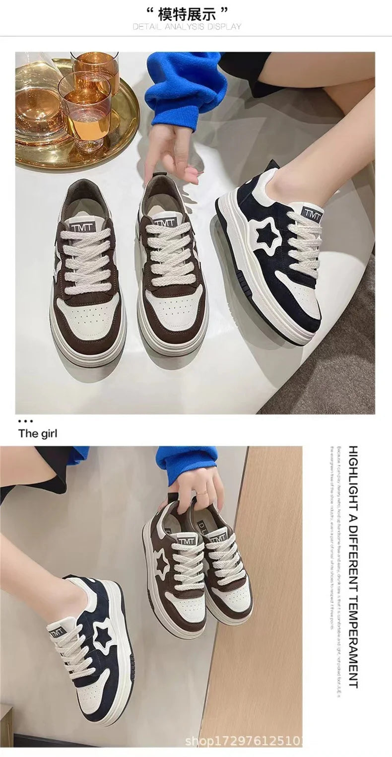 Mocassins esportivos casuais estrelas para mulheres, sapatos esportivos volumosos, fundo macio com conforto ao ar livre, sapatos antiderrapantes, moda