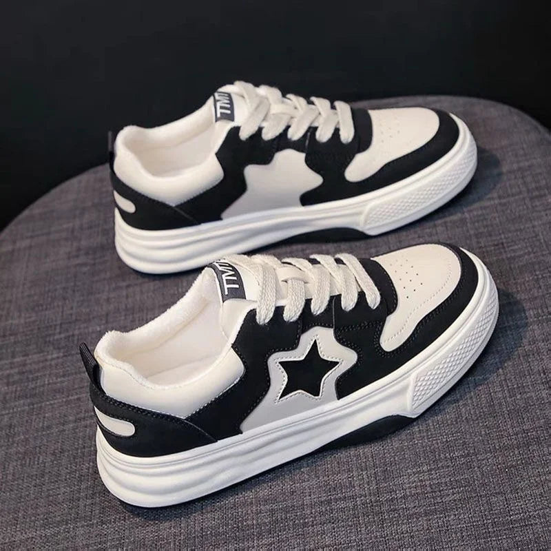 Mocassins esportivos casuais estrelas para mulheres, sapatos esportivos volumosos, fundo macio com conforto ao ar livre, sapatos antiderrapantes, moda