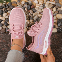 Sapatos femininos, solas macias, pés não cansados, tênis de verão, sapatos plataforma, tecelagem voadora, tênis femininos respiráveis