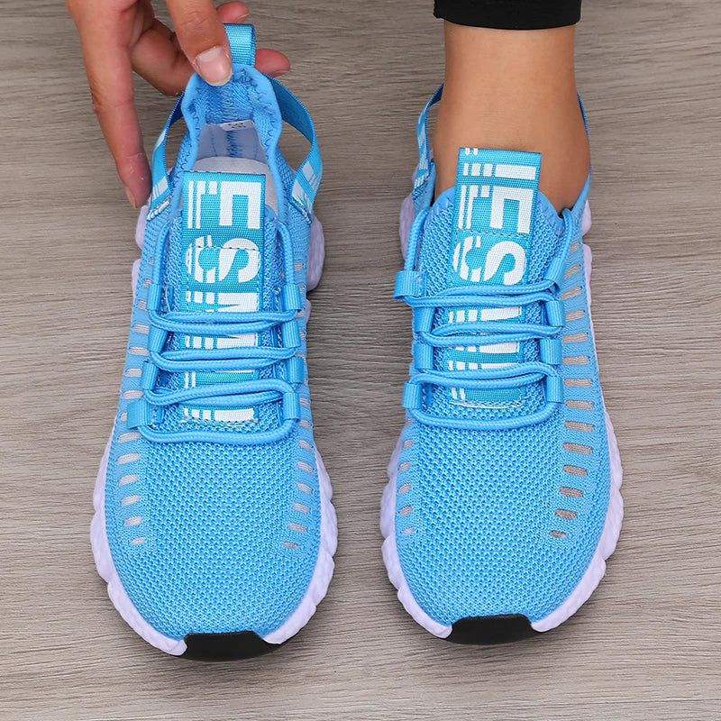 Sapatos esportivos de plataforma feminina com design moderno e respirável sapatos confortáveis ao ar livre caminhadas sapatos casuais