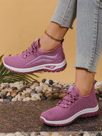 Sapatos femininos, solas macias, pés não cansados, tênis de verão, sapatos plataforma, tecelagem voadora, tênis femininos respiráveis