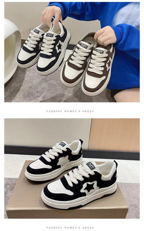Mocassins esportivos casuais estrelas para mulheres, sapatos esportivos volumosos, fundo macio com conforto ao ar livre, sapatos antiderrapantes, moda