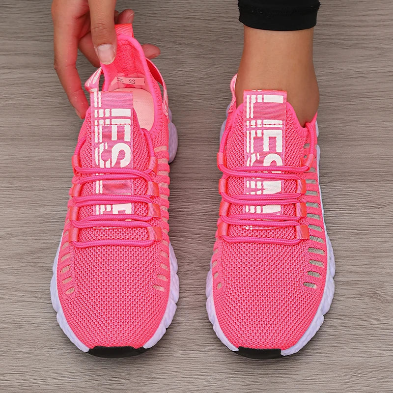 Sapatos esportivos de plataforma feminina com design moderno e respirável sapatos confortáveis ao ar livre caminhadas sapatos casuais