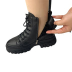 Sapatos 2023 moda inverno quente feminino preto sapatos casuais mais veludo all-match tênis de sola grossa botas de algodão