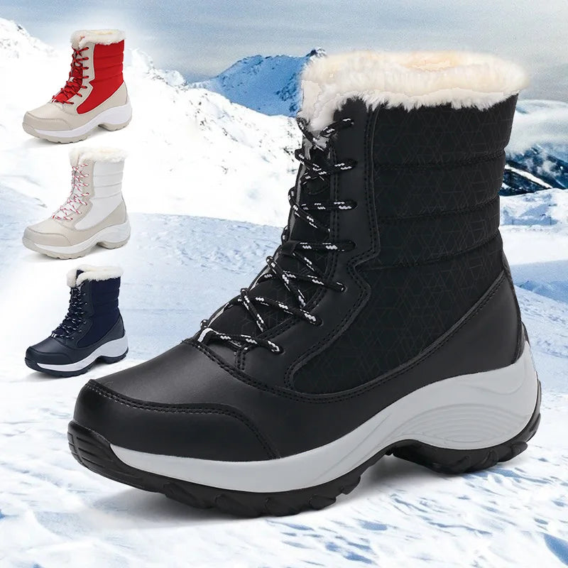 Ankel botas para mulheres inverno ao ar livre botas de neve quentes plataforma grossa impermeável antiderrapante sapatos quentes mulher botas plus size casual