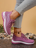 Sapatos femininos, solas macias, pés não cansados, tênis de verão, sapatos plataforma, tecelagem voadora, tênis femininos respiráveis