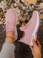 Sapatos femininos, solas macias, pés não cansados, tênis de verão, sapatos plataforma, tecelagem voadora, tênis femininos respiráveis