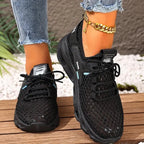 Tênis de malha respirável feminino-sapatos de caminhada casuais leves design de renda para atividades ao ar livre de verão tênis femininos