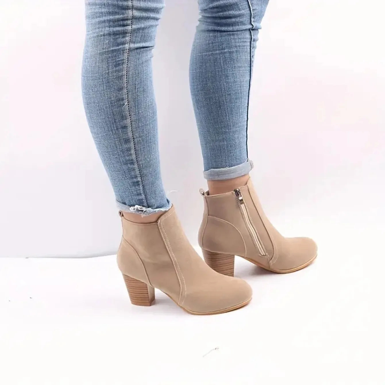 Mulher botas outono inverno saltos grossos zip sapatos para mulheres de luxo moda chelsea tornozelo botas femininas moda botas confortáveis