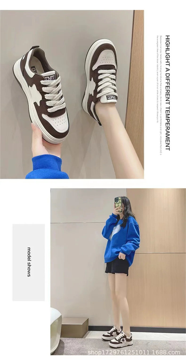 Mocassins esportivos casuais estrelas para mulheres, sapatos esportivos volumosos, fundo macio com conforto ao ar livre, sapatos antiderrapantes, moda