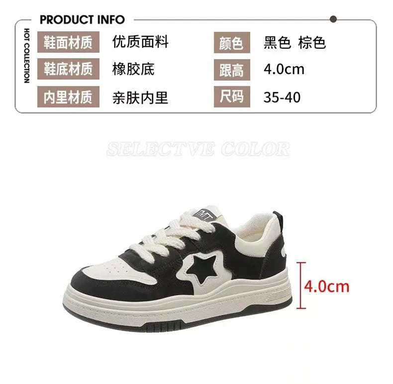 Mocassins esportivos casuais estrelas para mulheres, sapatos esportivos volumosos, fundo macio com conforto ao ar livre, sapatos antiderrapantes, moda