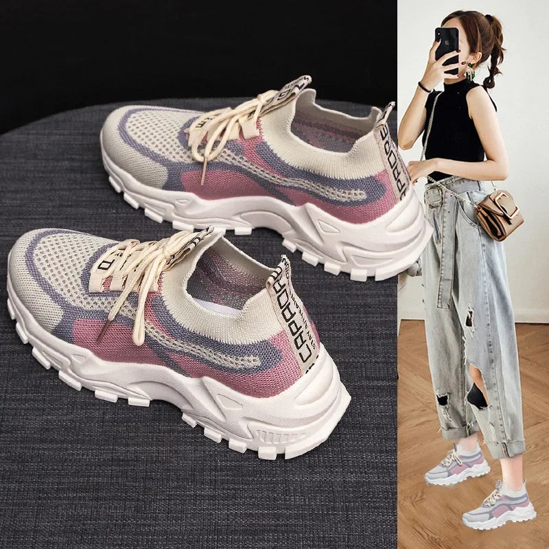 2025 primavera novo ultra-leve tênis de corrida esportes sapatos femininos malha antiderrapante respirável sola macia leve sapatos casuais