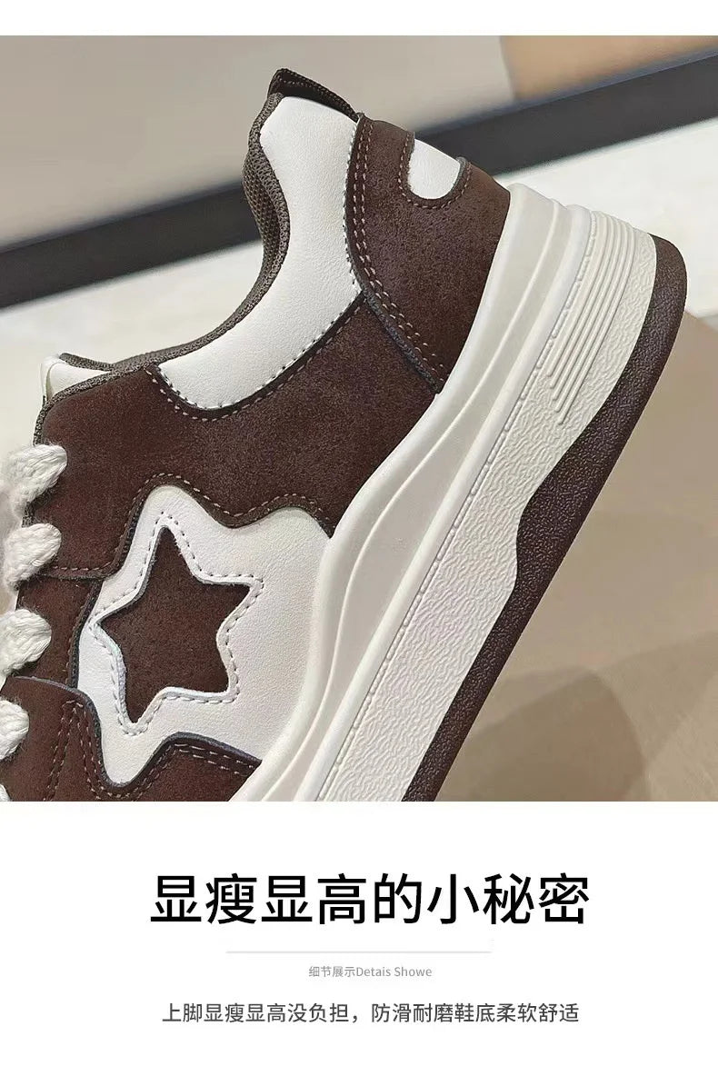 Mocassins esportivos casuais estrelas para mulheres, sapatos esportivos volumosos, fundo macio com conforto ao ar livre, sapatos antiderrapantes, moda