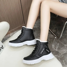 Botas femininas 2024 moda inverno à prova dwaterproof água altura aumentada botas de neve quente mais alta superior algodão sapatos plataforma esportes tornozelo botas
