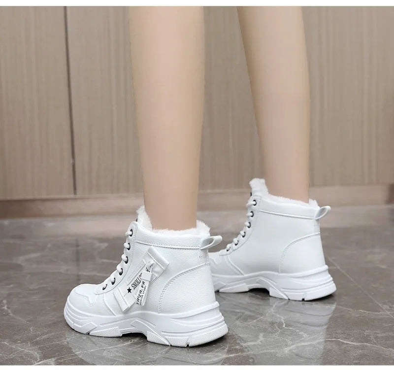 Botas femininas 2024 moda inverno à prova dwaterproof água altura aumentada botas de neve quente mais alta superior algodão sapatos plataforma esportes tornozelo botas