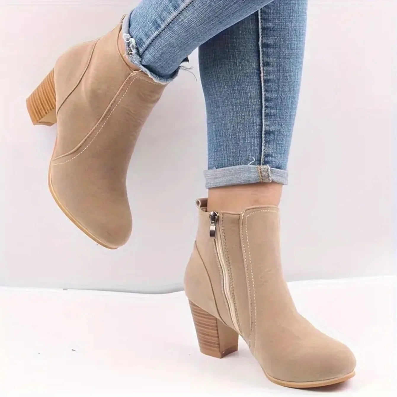 Mulher botas outono inverno saltos grossos zip sapatos para mulheres de luxo moda chelsea tornozelo botas femininas moda botas confortáveis