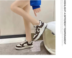 Mocassins esportivos casuais estrelas para mulheres, sapatos esportivos volumosos, fundo macio com conforto ao ar livre, sapatos antiderrapantes, moda