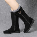 Chelsea quente botas de pele alta mulheres 2025 sapatos de inverno para mulher chunky meados de bezerro de pelúcia neve botas planas zip moda botas de mujer