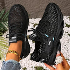 Tênis de malha respirável feminino-sapatos de caminhada casuais leves design de renda para atividades ao ar livre de verão tênis femininos