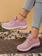 Sapatos femininos, solas macias, pés não cansados, tênis de verão, sapatos plataforma, tecelagem voadora, tênis femininos respiráveis