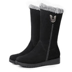 Chelsea quente botas de pele alta mulheres 2025 sapatos de inverno para mulher chunky meados de bezerro de pelúcia neve botas planas zip moda botas de mujer
