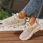 Tênis de malha respirável feminino-sapatos de caminhada casuais leves design de renda para atividades ao ar livre de verão tênis femininos