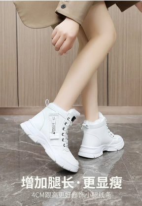 Botas femininas 2024 moda inverno à prova dwaterproof água altura aumentada botas de neve quente mais alta superior algodão sapatos plataforma esportes tornozelo botas