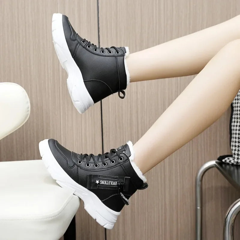 Botas femininas 2024 moda inverno à prova dwaterproof água altura aumentada botas de neve quente mais alta superior algodão sapatos plataforma esportes tornozelo botas