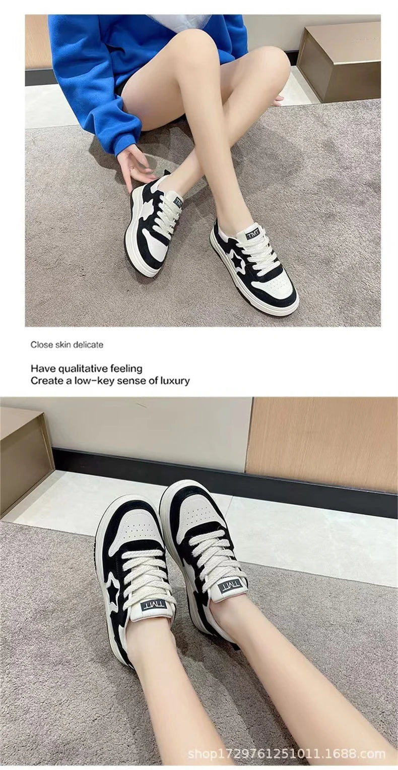 Mocassins esportivos casuais estrelas para mulheres, sapatos esportivos volumosos, fundo macio com conforto ao ar livre, sapatos antiderrapantes, moda