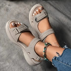 Sandálias Ortopédicas Femininas em Couro, Confortáveis, com Sola Grossa e Tira Ajustável